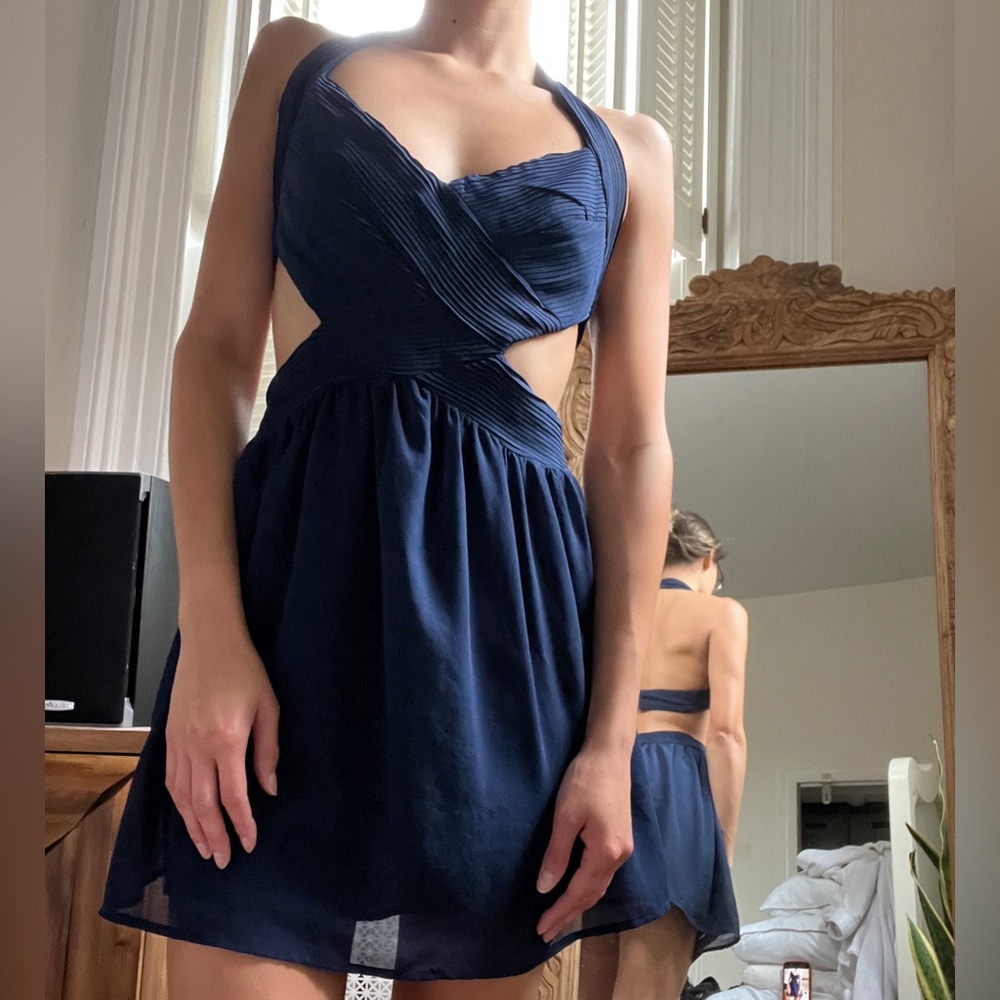 Tobi dark blue cutout dress